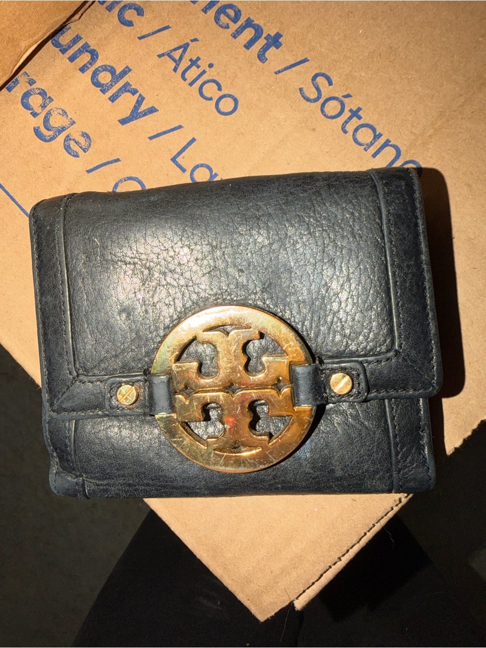 ⭐️Tory Burch Black Leather Small Wallet with Gold Logo